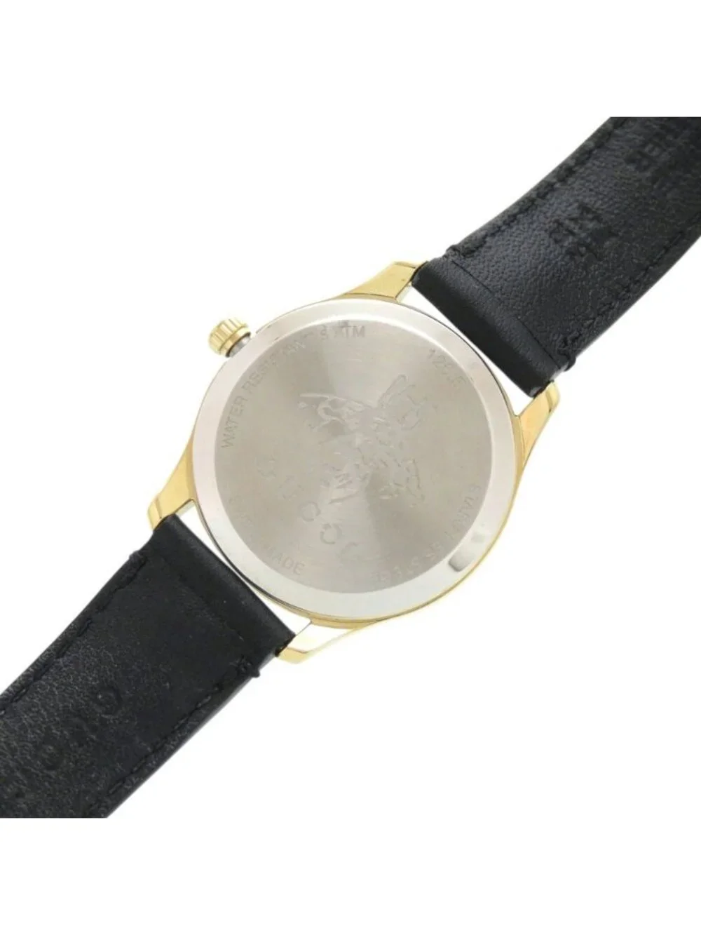Gucci 126.5 SS Leather White Shell Black Quartz Watch Dial